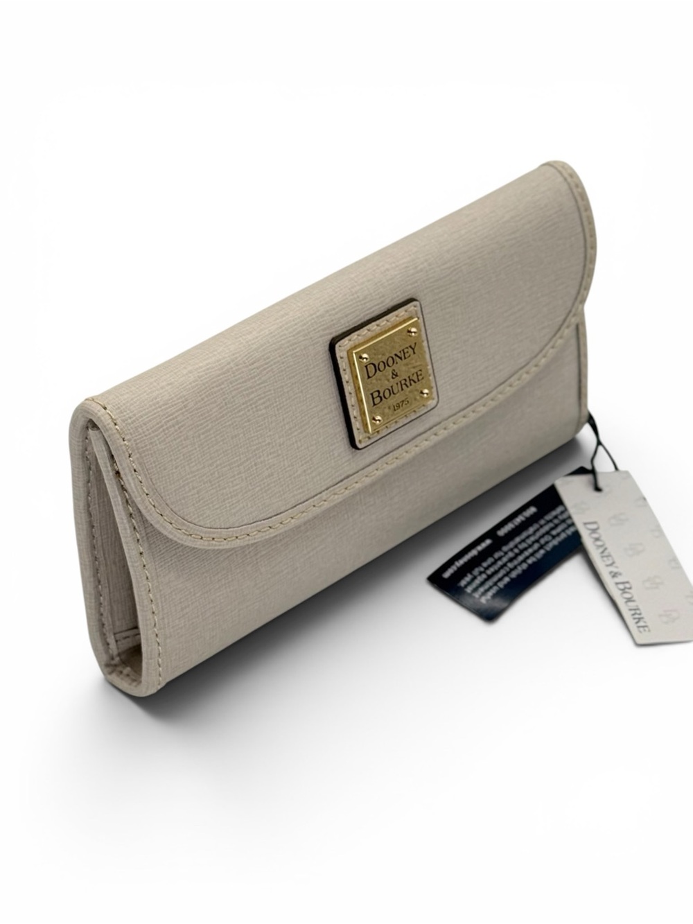 Dooney & Bourke Beige Saffiano Wallet with Gold Plaque